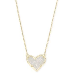 Kendra Scott Ari Heart Gold Pendant Necklace in Iridescent Drusy